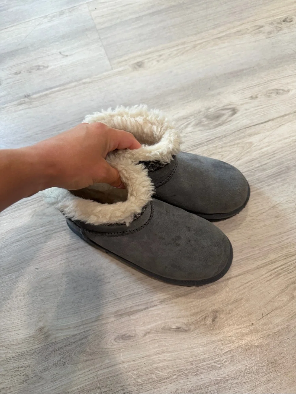 Plush Lined Gray big kids Ankle uggs